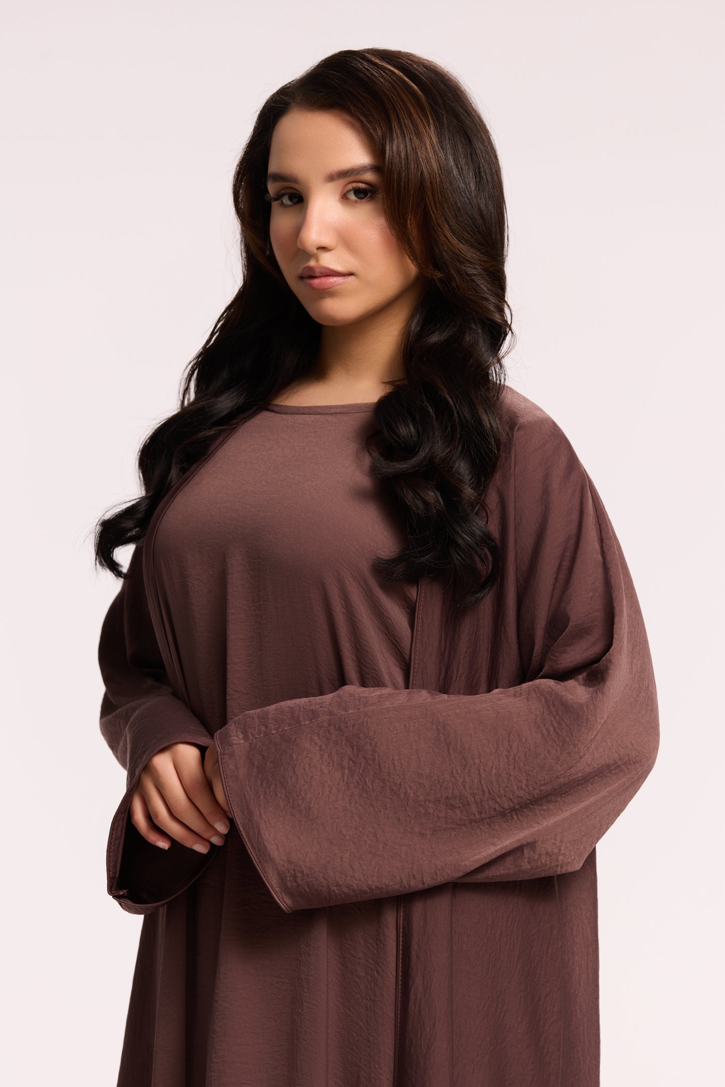 LD LIQUID ABAYA 2-PIECE SET - AUBERGINE