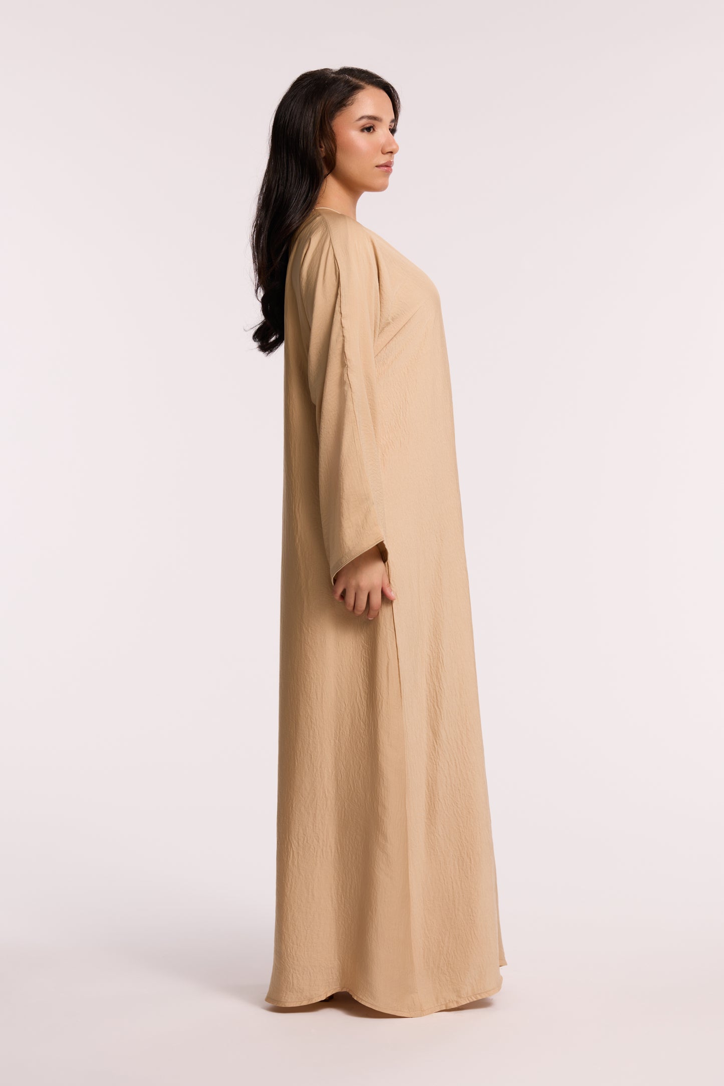 LD LIQUID ABAYA 2-PIECE SET - NUDE